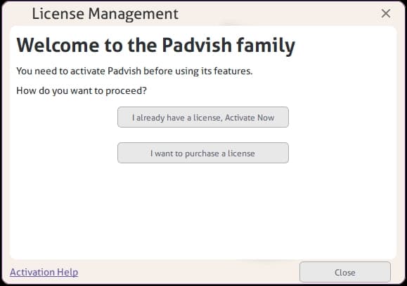 Selecting “I have a license and want to activate it” - 1