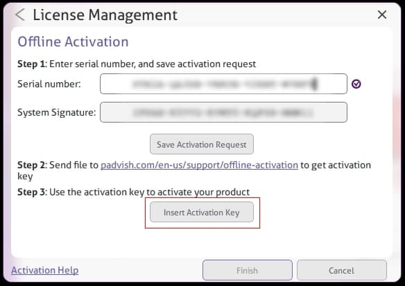 Inserting the Activation Key - 1