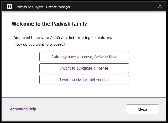Selecting “I already have a license, Activate Now” - 1