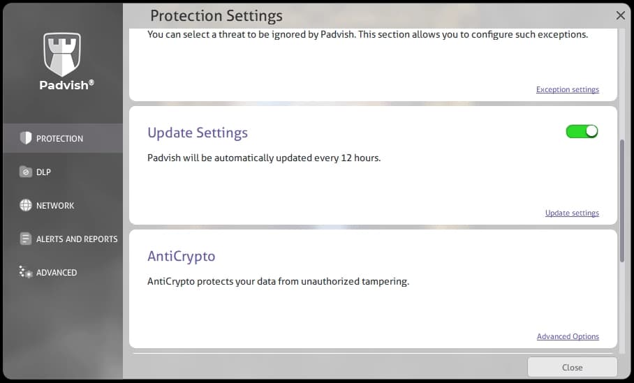 Selecting Update Settings - 1