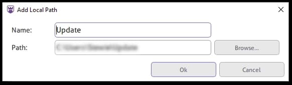 Entering a Name and Path for the Update File Folder - 2