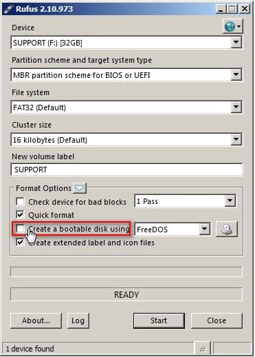 فعال نمودن گزینه «Create a bootable disk using» - 1