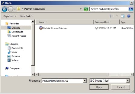 بارگذاری فایل ISO نرم‌افزار دیسک نجات پادویش - 1